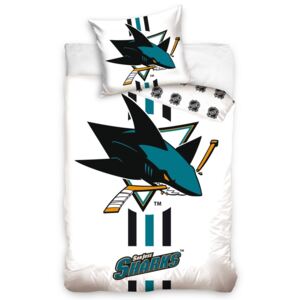 BedTex Bavlněné povlečení NHL San Jose Sharks White, 140 x 200 cm, 70 x 90 cm