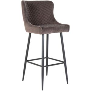 Nordic Living Šedá sametová barová židle Leonie 75 cm