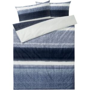MERADISO® Saténové ložní prádlo, 200 x 220 (pruhy/modrá/bílá)