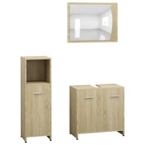 3dílný set koupelnového nábytku - dřevotříska | dub sonoma