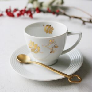 Lea espresso šálek se zlatou květenou
