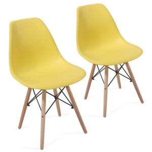 Sada jídelních židlí s plastovým sedákem, 2 kusy, žluté