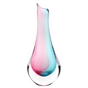 Skleněná váza FLOWER 02 - růžová a modrá - české sklo od Artcristal Bohemia Výška: 22 cm