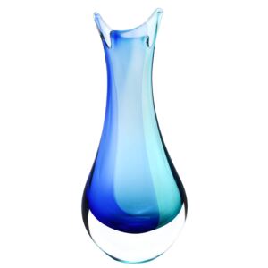 Skleněná váza AQUA 09 - modrá a tyrkysová - české sklo od Artcristal Bohemia Výška: 21 cm