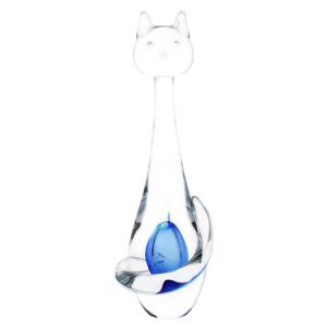 Skleněná kočka AQUA modrá a tyrkysová - české sklo od Artcristal Bohemia Výška: 21 cm
