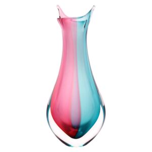 Skleněná váza FLOWER 09 - růžová a modrá - české sklo od Artcristal Bohemia Výška: 21 cm