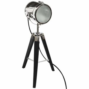 Dekorativní lampa typu reflektor černá barva dřevěné nožky chromovaná povrchová úprava EBOR LAMP H68