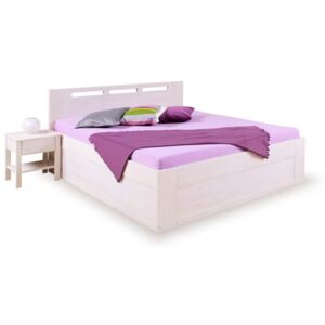Bílá postel s úložným prostorem VALENCIA senior, masiv buk , 160x200 cm