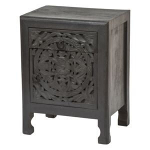 Sanu Babu Noční stolek z mangového dřeva, černá patina, 45x34x60cm (4K)