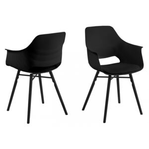 Design Scandinavia Jídelní židle s područkami Ramona (SET 2 ks), černá