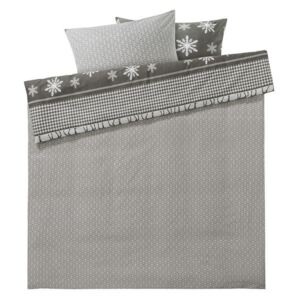 MERADISO® Flanelové ložní prádlo, 240 x 220 cm (káro/šedá/bílá)