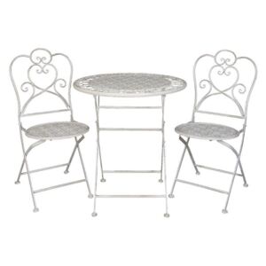 Kovový stolek a dvě židle 70 x 75 / (2) 42 x 39 x 93 cm (Clayre & Eef)