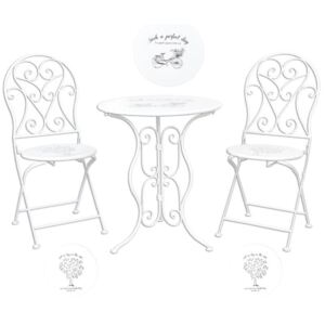 Kovový stolek a dvě židle 60 x 70 cm / (2) 40 x 40 x 92 cm (Clayre & Eef)