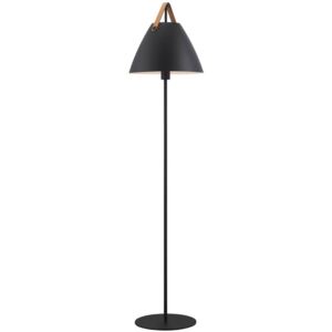 Designová stojací lampa s koženým popruhem NORDLUX Strap - 40 W, Ø 360 x 1537 mm, černá