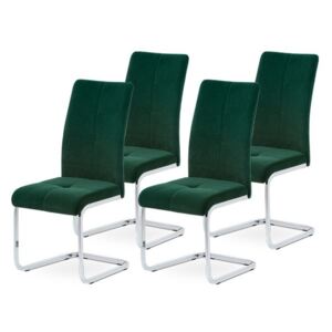 Set 4 jídelních židlí MIRELLA zelená/chrom