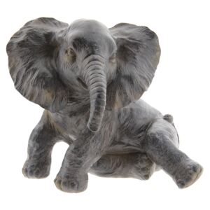 Šedá dekorace Sedící slon - 20*19*17 cm
