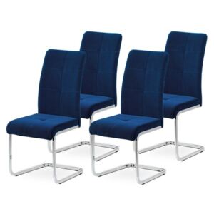 Set 4 jídelních židlí MIRELLA modrá/chrom