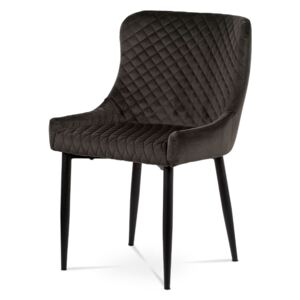 Jídelní židle - šedá sametová látka, kovová podnož, černý matný lak HC-011 GREY4