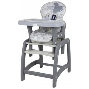 BABY MIX Jídelní židlička 2v1 - Srdce šedý