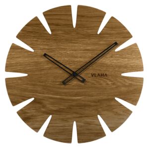 Velké dubové hodiny VLAHA ORIGINAL vyrobené v Čechách s černými ručkami