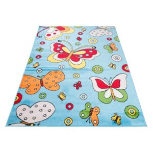 Kusový koberec dětský J0150 - Motýli - modrá - 120x170 cm