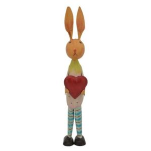 Velikonoční dekorace kovový králík se srdíčkem - 12*6*38 cm