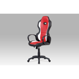 Kancelářská židle KA-E910 RED, koženka černá & červená