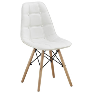 Jídelní židle v retro stylu v bílé ekokůži F1233