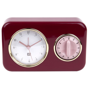 Kuchyňské hodiny s minutkou Nostalgia 17 cm Present Time * (Barva- červená)