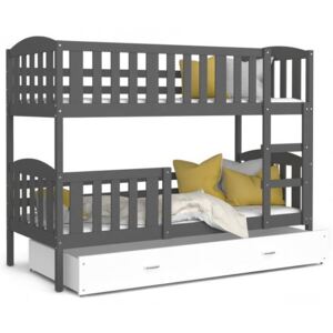 Dětská patrová postel KUBU 190x80 cm ŠEDÁ BÍLÁ