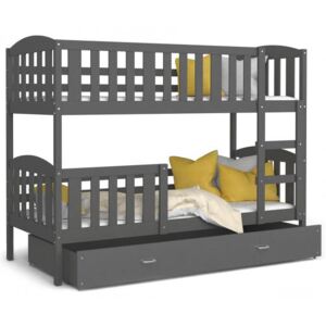 Dětská patrová postel KUBU 190x80 cm ŠEDÁ ŠEDÁ