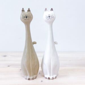 Dekorativní keramická kočička bílá 30cm