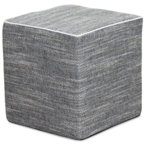 Jednoduchý a elegantní taburet v barvě šedého melíru s bílým prošitím TK158