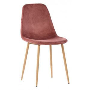 Jídelní židle STOCKHOLM růžová samet, dřevěná podnož House Nordic 1001122