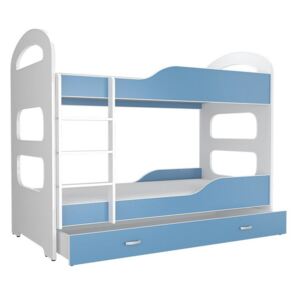 Expedo Dětská patrová postel PATRIK 2 COLOR + matrace + rošt ZDARMA, 160x80, bílý/modrý