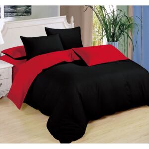 Bavlissimo 7-dílné povlečení bavlna/mikrovlákno černá červená 140x200 na dvě postele barevná varianta: červená světlá