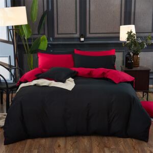 Bavlissimo 7-dílné povlečení bavlna/mikrovlákno černá červená 140x200 na dvě postele barevná varianta: červená tmavá