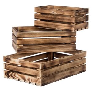 Foglio Opálené dřevěné bedýnky smrk II - komplet 3 ks