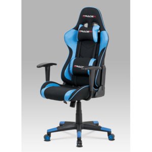 Autronic Kancelářská židle, modrá ekokůže + černá látka, houpací mech., plastový kříž KA-V608 BLUE