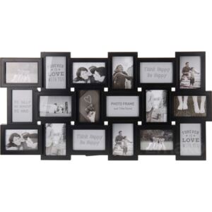 Fotorámeček na 18 fotografií, rámeček na fotky, 89x46 cm, černá barva