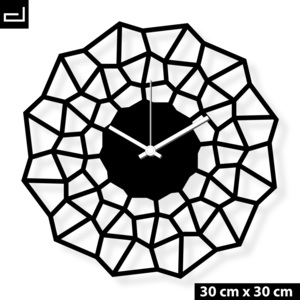 AtelierDSGN: Designové nástěnné hodiny: Vločka - Černý perspex, Výběr barev Lesklá nerezová ocel