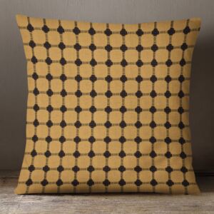 Goldea bavlněný povlak na polštář kanafas - vzor hnědé nopky na žlutooranžovém 60 x 60 cm
