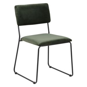 Čalouněná jídelní židle v zelené barvě s černou kovovou konstrukcí SET 2 ks DO283