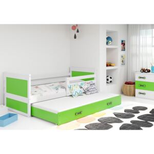 Expedo Dětská postel FIONA P2 + matrace + rošt ZDARMA, 80x190 cm, bílý, zelená