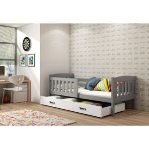 Expedo Dětská postel FLORENT P1 + úložný prostor + matrace + rošt ZDARMA, 90x200, grafit, bílá