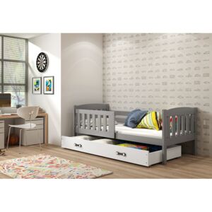 Expedo Dětská postel FLORENT P1 + úložný prostor + matrace + rošt ZDARMA, 80x190, grafit, bílá