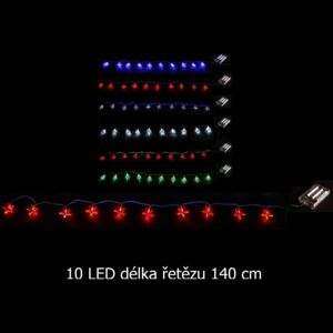 Světelný řetěz na baterie 140 cm 10 LED červené hvězdy