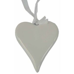 Vánoční ozdoba keramický závěs srdce Stardeco bílé 6x5 cm
