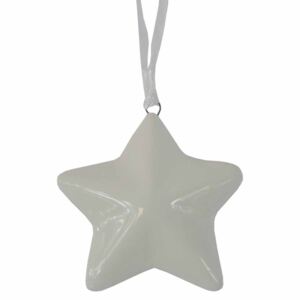 Vánoční ozdoba keramický závěs hvězda Stardeco bílá 6x6 cm