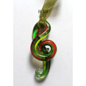 Závěsný skleněný houslový klíč - MURANO Barva: Zelená